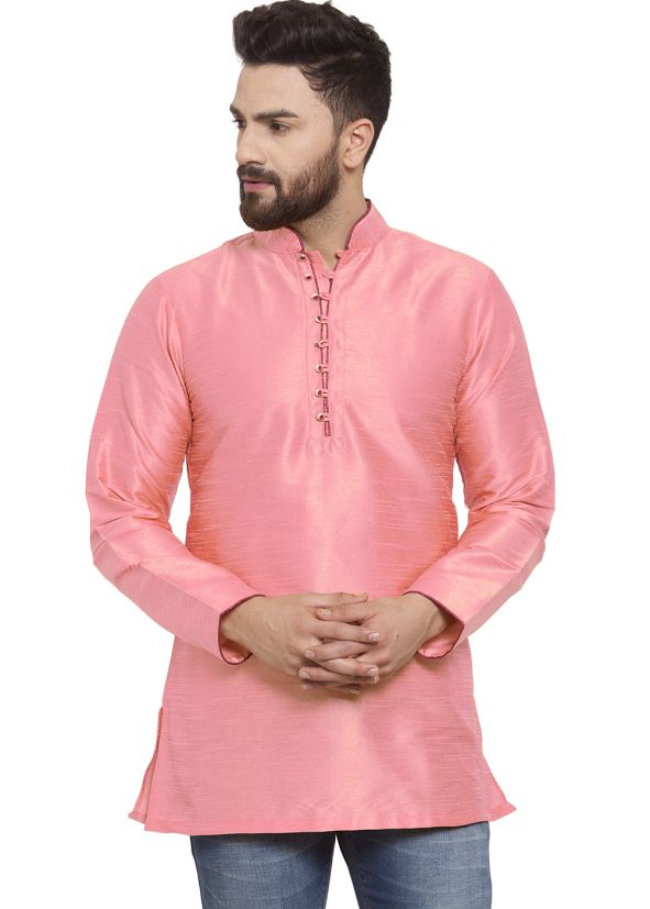 Pink Kurta In Dupion Silk