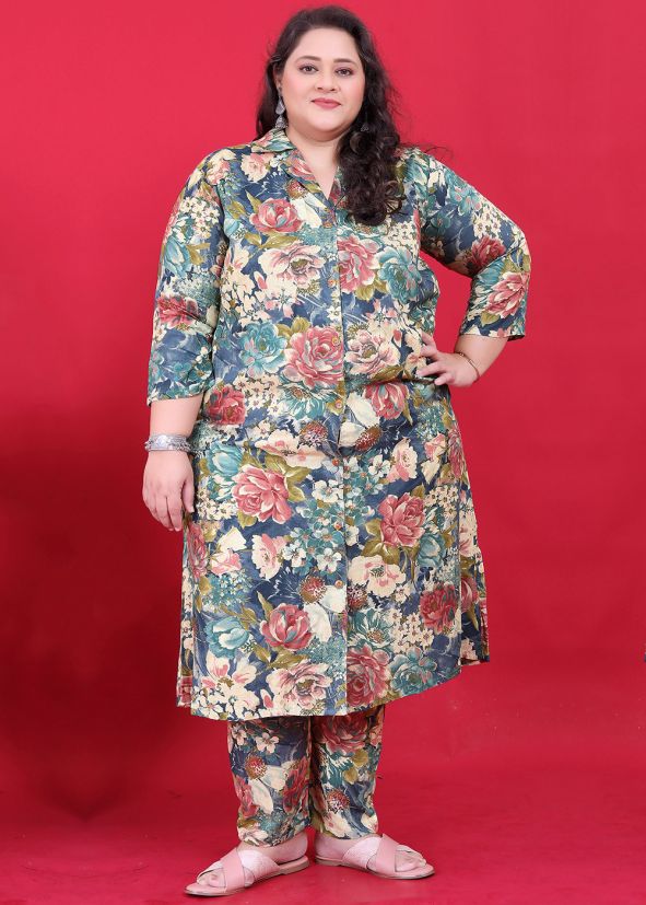 Blue Floral Print Co-ord Set