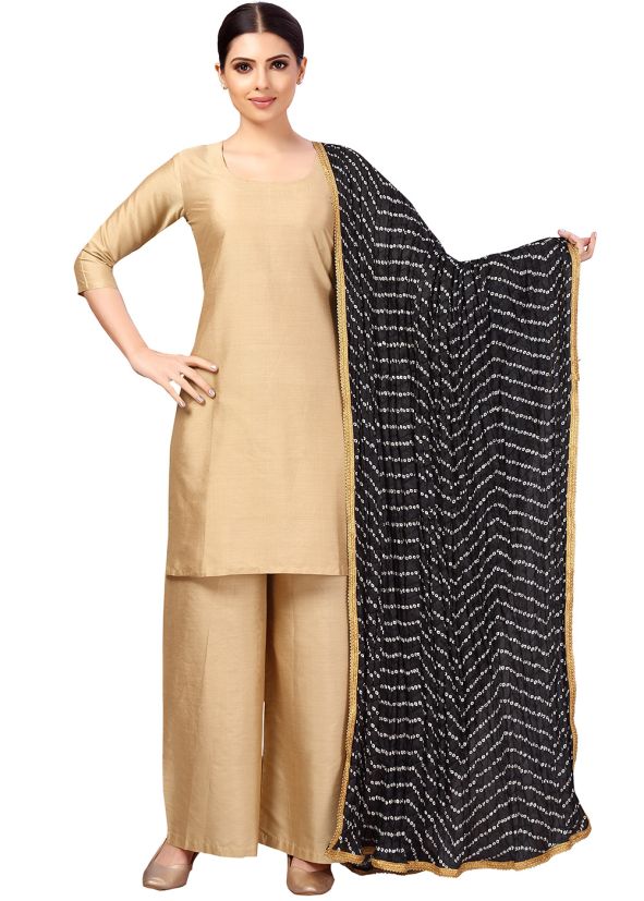 Black Color Art Silk Printed Dupatta 