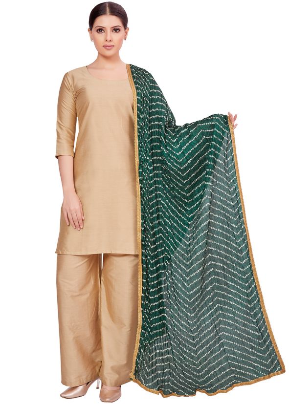 Green Color Art Silk Printed Dupatta 
