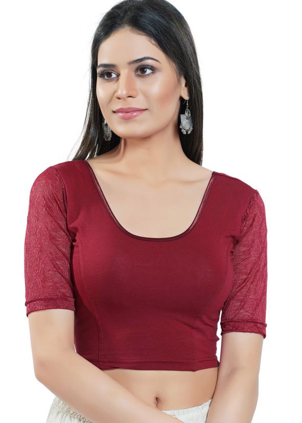 Maroon Color Cotton Saree Blouse