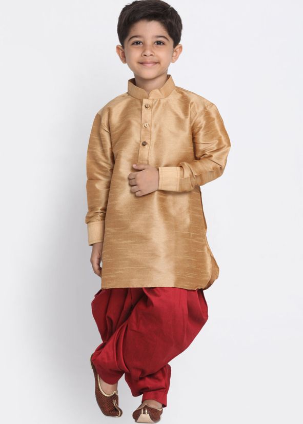 Golden Readymade Kids Kurta Dhoti Pant Set
