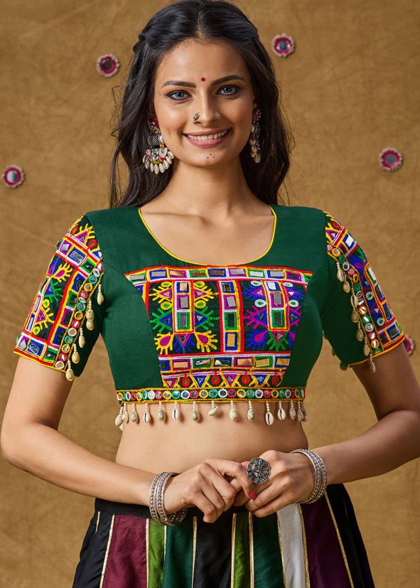 Green Color Rayon Navratri Blouse 