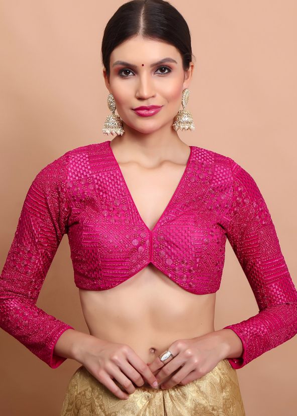 Pink Color Georgette Saree Blouse 