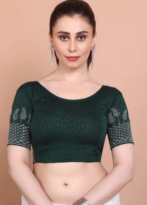 Green Color Lycra Saree Blouse 