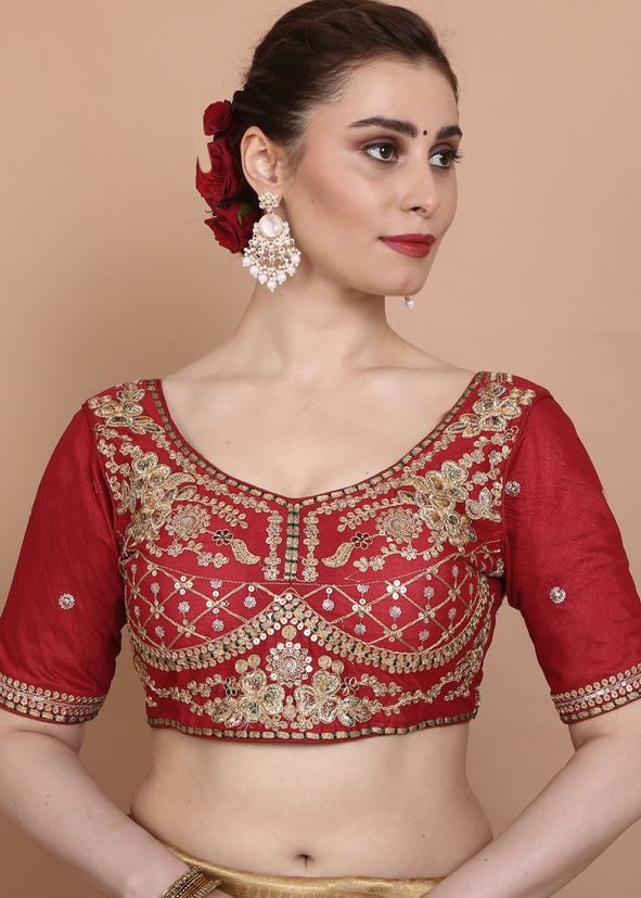 Red Color Silk Saree Blouse