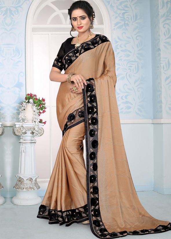 Golden Art Silk Heavy Border Saree