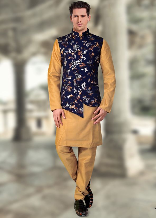 Readymade Rayon Blue Asymmetric Nehru Jacket