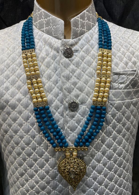 Blue Beaded & Layered Kantha Mala