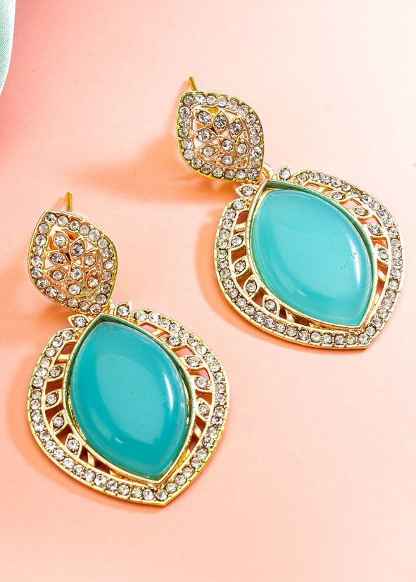 Blue Alloy Based Festive Earring