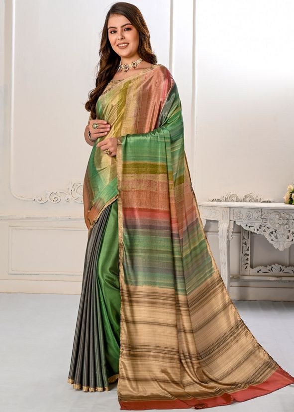 Multicolor Printed Saree In Silk