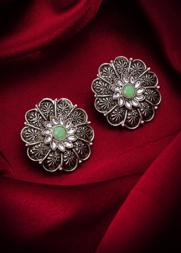 Silver Oxidised Studs