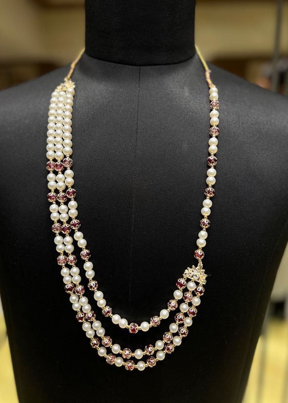 Maroon Beaded Groom Multi Layer Kantha Mala