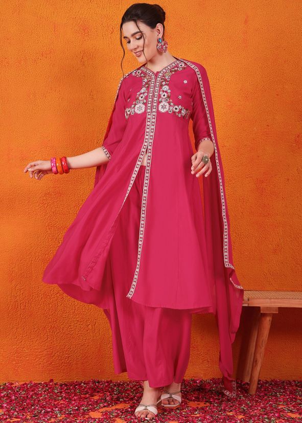 Pink Embroidered Salwar Suit Set