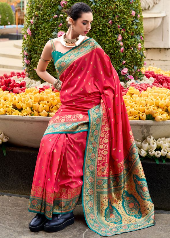 Red Zari Woven Art Silk Saree