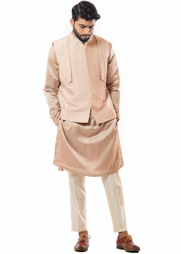 Readymade Pajama With Pink Kurta & Nehru Jacket