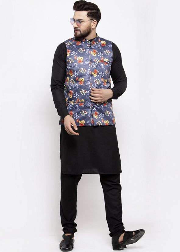 Readymade Grey Silk Nehru Jacket