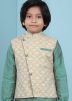 Readymade Green Kids Kurta Pyjama With Nehru Jacket