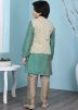 Readymade Green Kids Kurta Pyjama With Nehru Jacket