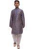 Purple Woven Kids Kurta Churidar Set