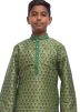 Green Woven Kids Kurta Churidar Set