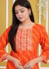 Orange Leheria Print Rayon Kurta