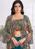 Multicolor Embroidered Readymade Co- Ord Set In Jacket Style