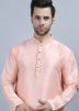 Peach Embroidered Readymade Kurta Pajama