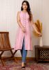 Pink Printed Kurti In Cotton