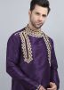 Purple Readymade Kurta In Dupion Silk