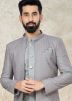 Grey Readymade Indo Western Sherwami With Jacket