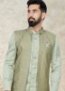 Green Embroidered Readymade Indo Western Sherwani & Jacket 