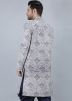 White Printed Asymmetric Indo Western Sherwani