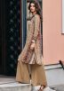 Brown Digital Printed Co-Ord Set In Cotton Silk