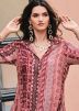 Peach Digital Printed Cotton Silk Co-Ord Set