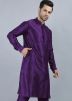 Purple Readymade Mens Dupion Silk Kurta