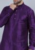 Purple Readymade Mens Dupion Silk Kurta