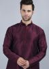 Wine Dupion Silk Kurta Dhoti