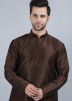 Brown Kurta Dhoti In Dupion Silk