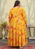 Yellow Floral Printed Dress In Rayon