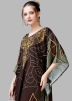 Brown Digital Print Crape Kaftan