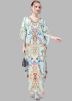 Sky Blue Digital Print Crape Kaftan