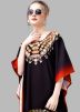 Black Digital Print Crape Kaftan