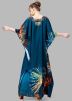 Teal Blue Digital Print Kaftan In Crape