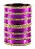 Stone Studded Pink and Golden Bangle Set