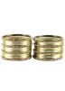 Stone Studded Green and Golden Bangle Set