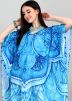 Blue Printed Kaftan In Crape