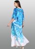 Blue Printed Kaftan In Crape