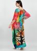 Multicolor Printed Kaftan In Crape