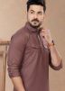 Mens Brown Cotton Pathani Suit